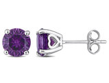 3.20 Carat (ctw) Lab-Created Alexandrite Solitaire Earrings in Sterling Silver